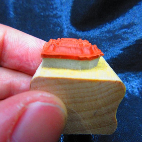 Snowman Rubber Wood Mounted Stamp 1" X 1" - Picture 3 of 3